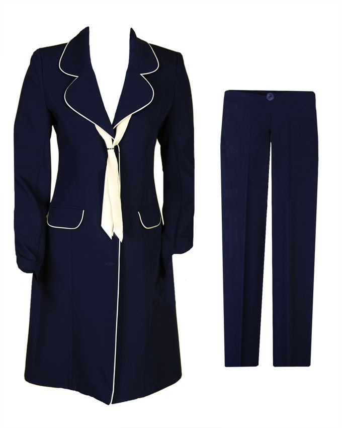 مانتو شلوار اداری با کروات کرم Minel