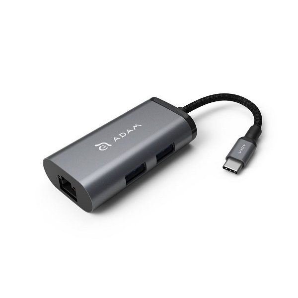 هاب سه پورت USB-C ادم المنتس Adam Elements CASA Hub eC301 Adapter USB-C to Lan 3 Port Gray